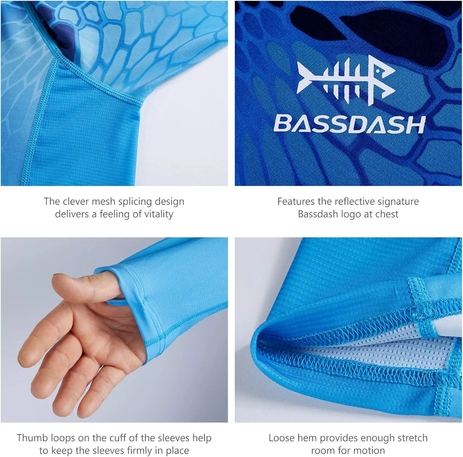 BASSDASH FS14M Men's Camo Gradient Performance Long Sleeve Fishing Shirt UPF50 