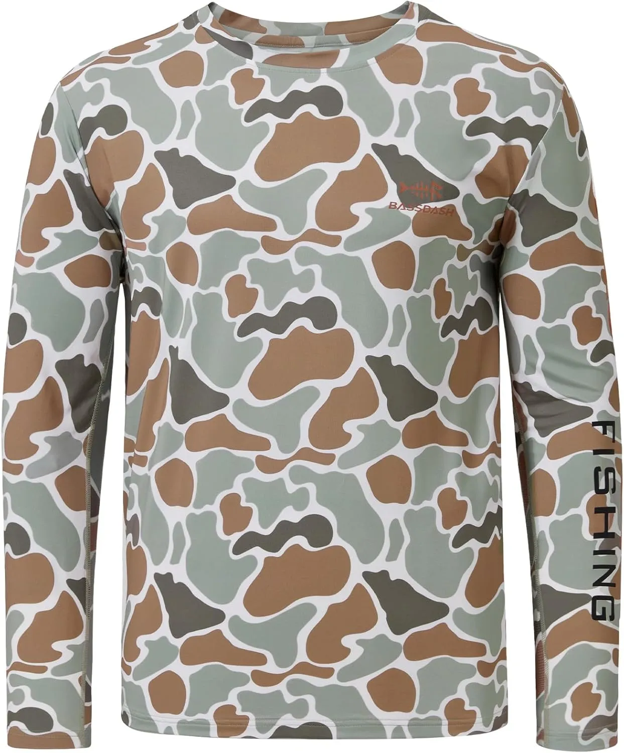 BASSDASH Men’s Camo Fishing Shirts UPF 50  Long Sleeve Quick Dry Lightweight T-Shirts for Outdoor Hiking Kayaking FS37M