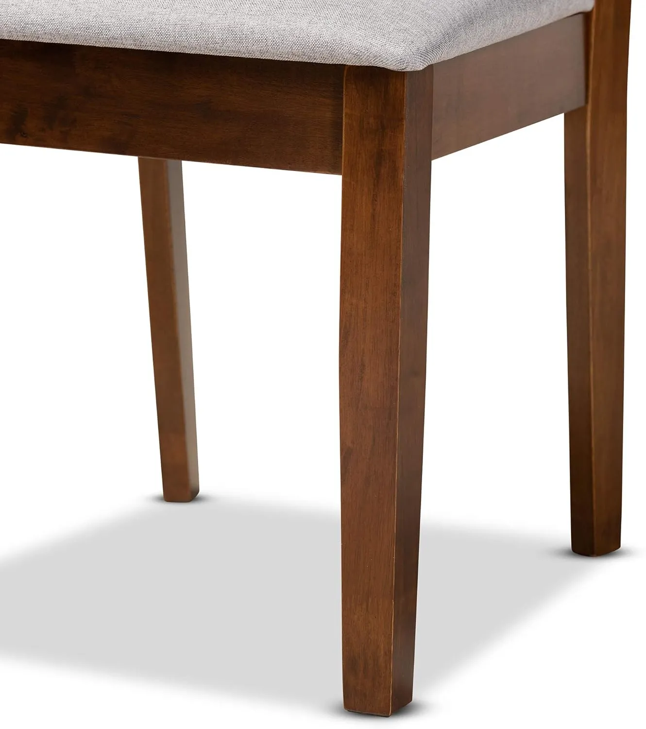 Baxton Studio Caron 2-Piece Dining Chair Set - Grey Fabric Upholstered With Walnut Brown Finished Wood