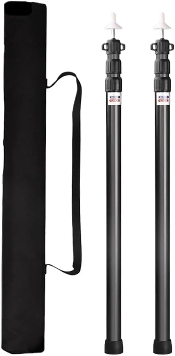 BCcamping Player's First Choice Adjustable Tent Support Rod Beach Shelter Tarp Awning Pole Aluminum Alloy Tent Pole Accessories Camping Tent Camping Bracket(Black 2pcs and Bag)
