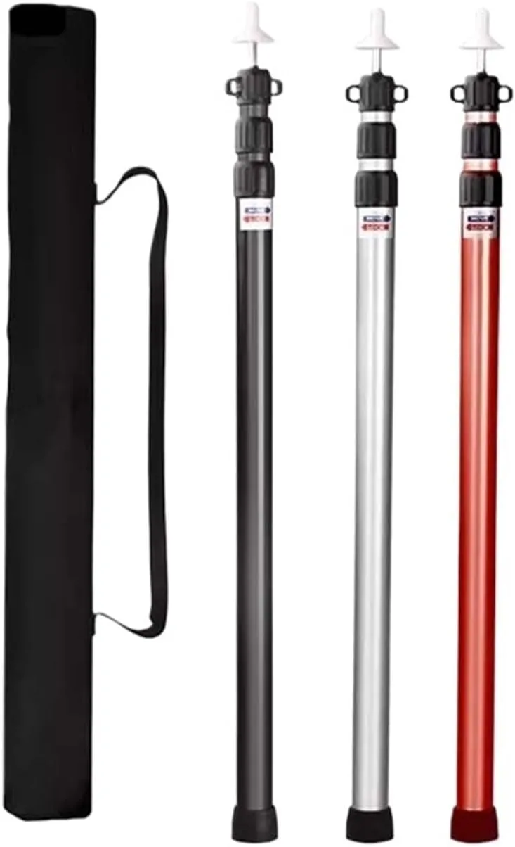 BCcamping Player's First Choice Adjustable Tent Support Rod Beach Shelter Tarp Awning Pole Aluminum Alloy Tent Pole Accessories Camping Tent Camping Bracket(Black 2pcs and Bag)