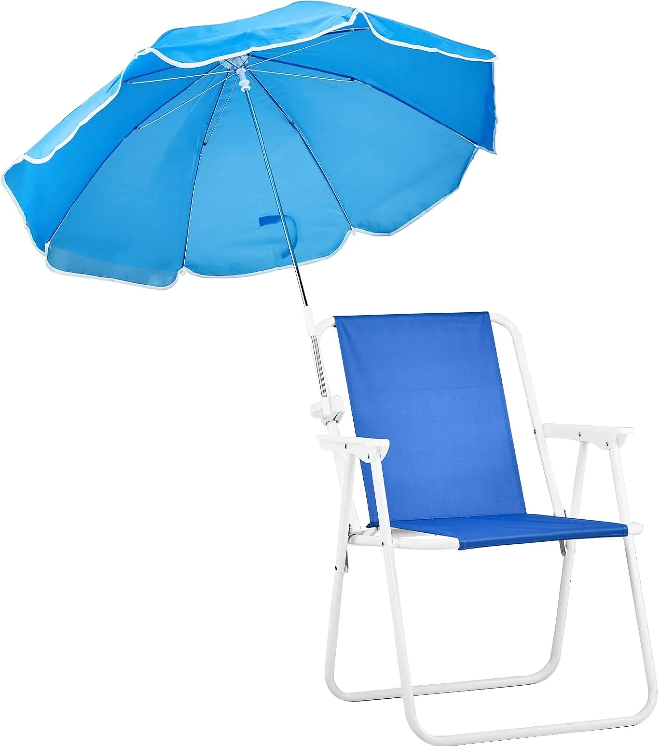 Beach Chair,Outdoor Folding Beach Chair with Umbrella for Adults,Backpack Camping Chair,Protable Recliner for Travel Camping Concert Hiking Outdoor,Max Hold Up 265LBS (Blue)