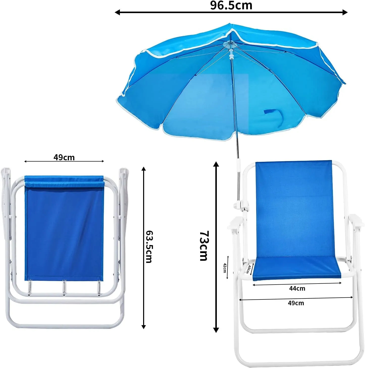 Beach Chair,Outdoor Folding Beach Chair with Umbrella for Adults,Backpack Camping Chair,Protable Recliner for Travel Camping Concert Hiking Outdoor,Max Hold Up 265LBS (Blue)