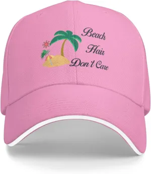 Beach Hair Don't Care Sun Baseball Cap Dad Hat Funny for Men Trucker Hats Fashion Caps Hiking & Travel Black-R