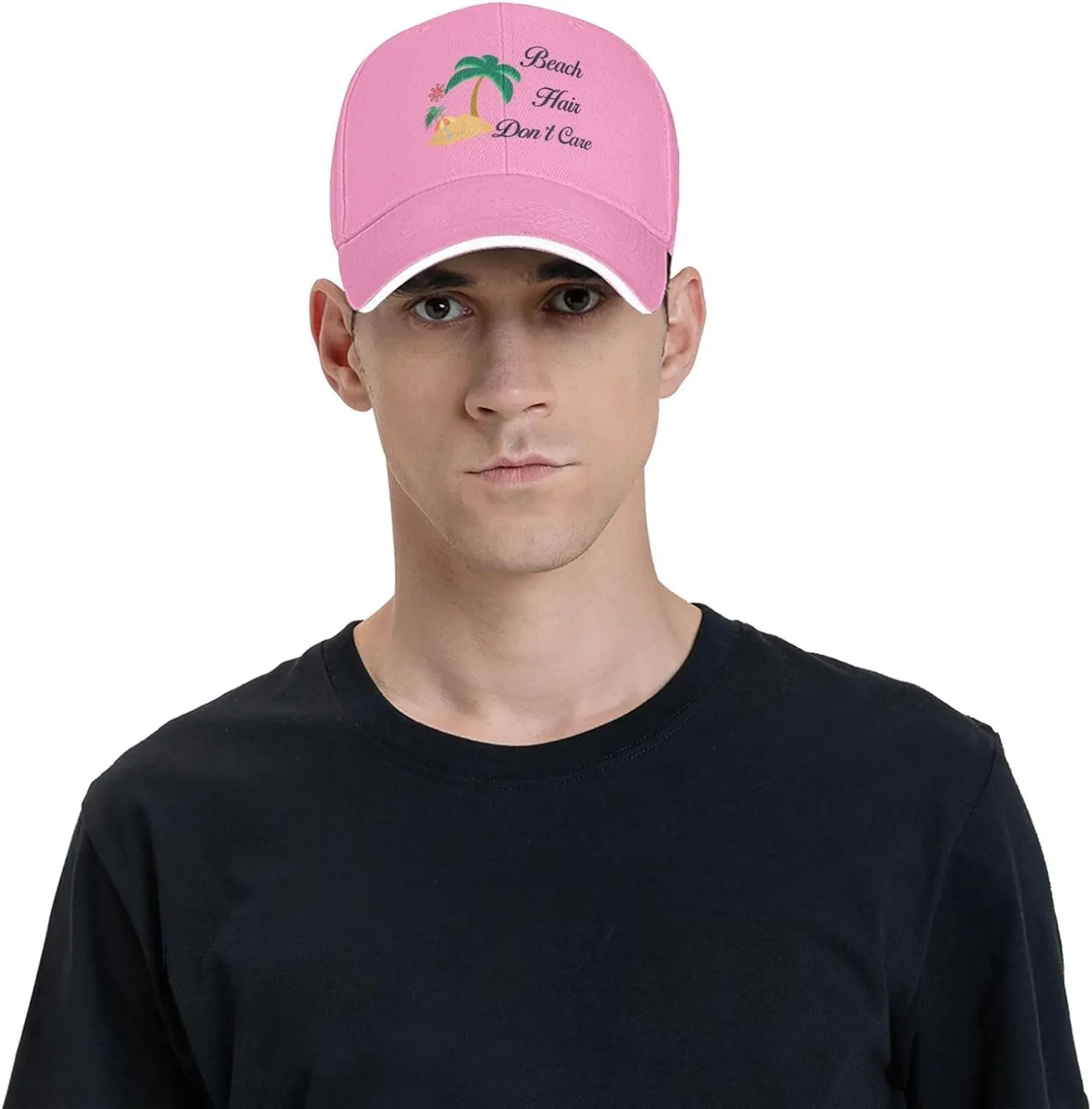 Beach Hair Don't Care Sun Baseball Cap Dad Hat Funny for Men Trucker Hats Fashion Caps Hiking & Travel Black-R