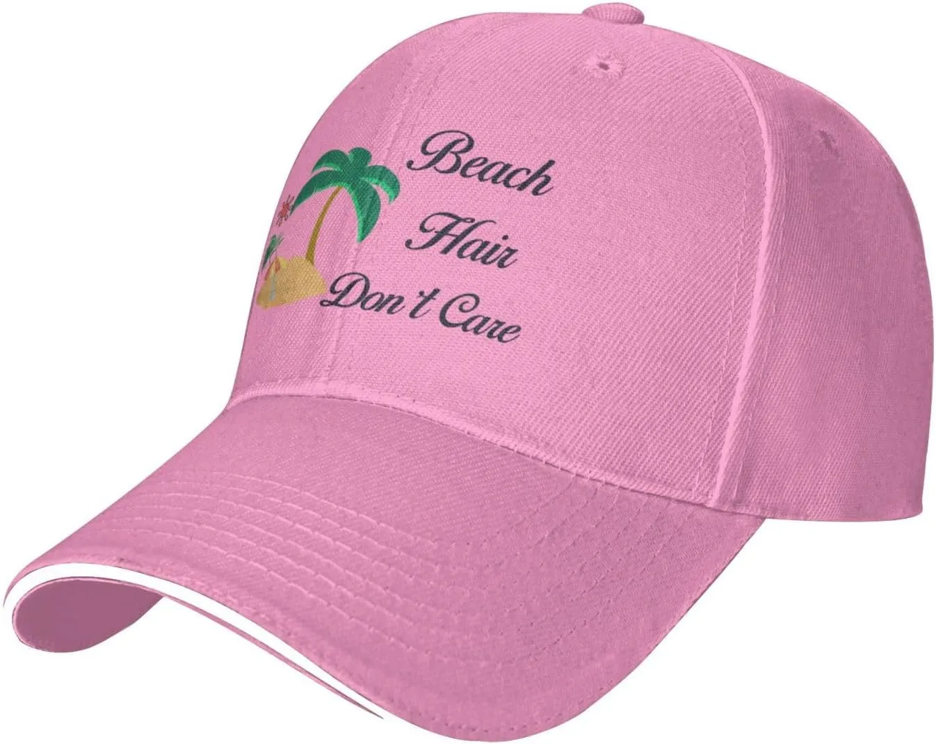 Beach Hair Don't Care Sun Baseball Cap Dad Hat Funny for Men Trucker Hats Fashion Caps Hiking & Travel Black-R