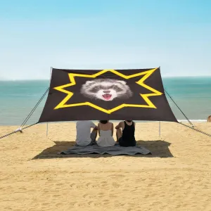 Beach Shade Tent with UPF50  UV Protection,Ferret with Open Mouth Lightweight Camping Sun Shelter for Outdoor,Camping Trips, Fishing, Backyard,Picnics,Easy Set Up and Carry 9x10.5 FT
