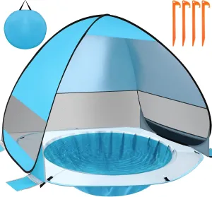Beach Tent Pool 6x6 Swimming Pool and UV Protection Pop up Shade Tent with Waterproof Carrying Bag Summer Beach Essentials Accessories