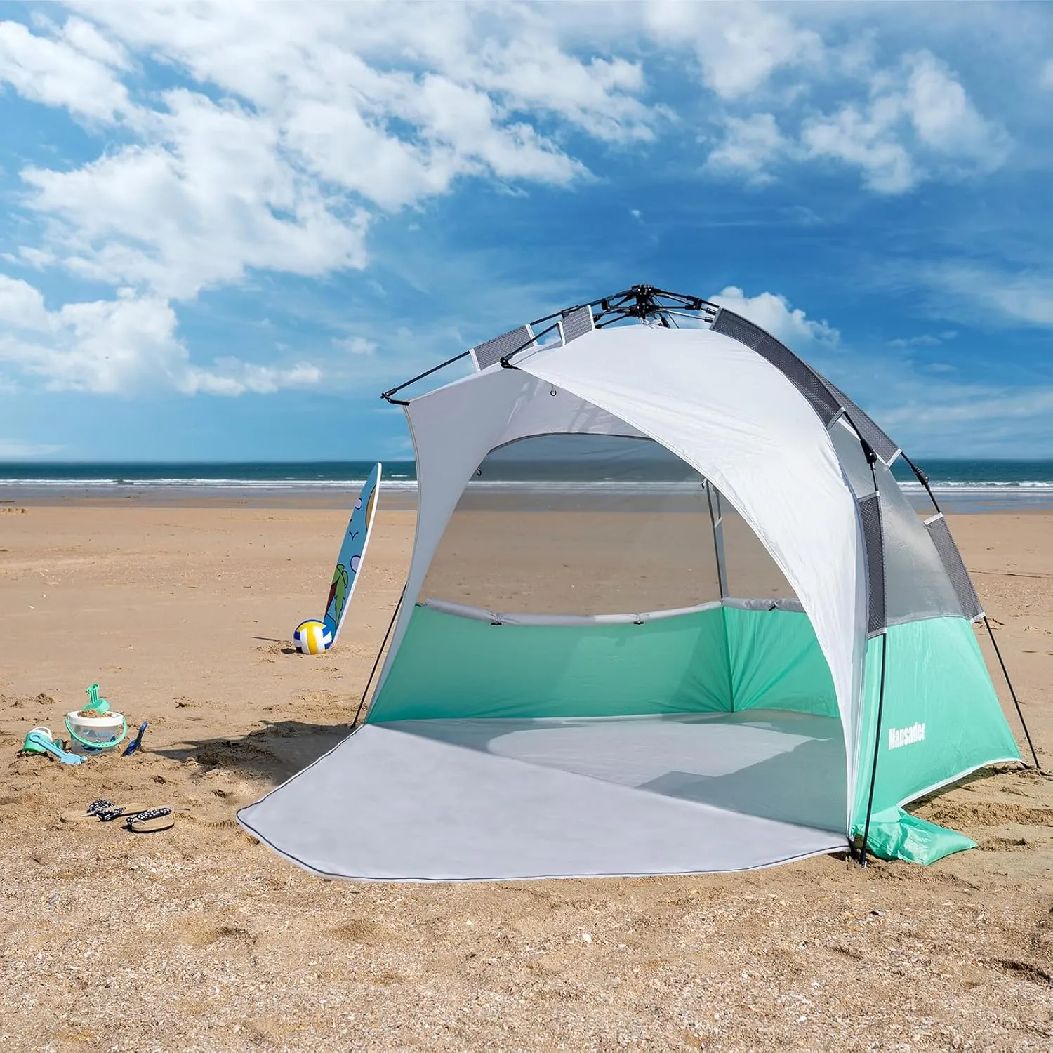 Beach Tent Pop Up Shade, Instant Beach Tents Sun Shelter with UPF 50  UV Protection, Lightweight & Easy Setup Tent 2-6 Person