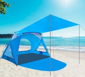 Beach Tent, Portable Sun Shelter for 2/3/4/6-8 Person with UPF 50  UV Protection, Easy Setup Waterproof Beach Shade Canopy Cabana for Family Outdoor and Picnics, Fishing with Carrying Bag