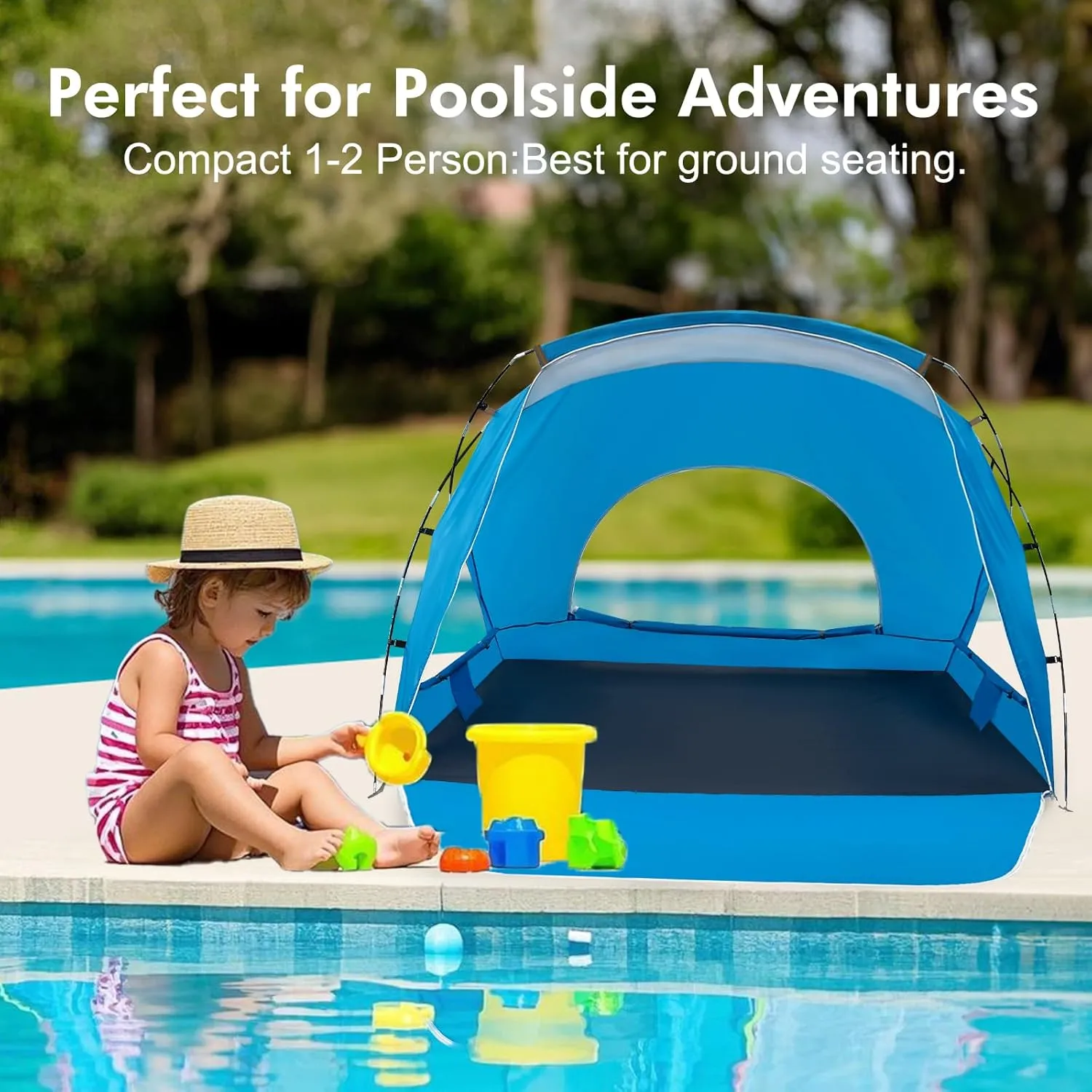 Beach Tent, Portable Sun Shelter for 2/3/4/6-8 Person with UPF 50  UV Protection, Easy Setup Waterproof Beach Shade Canopy Cabana for Family Outdoor and Picnics, Fishing with Carrying Bag