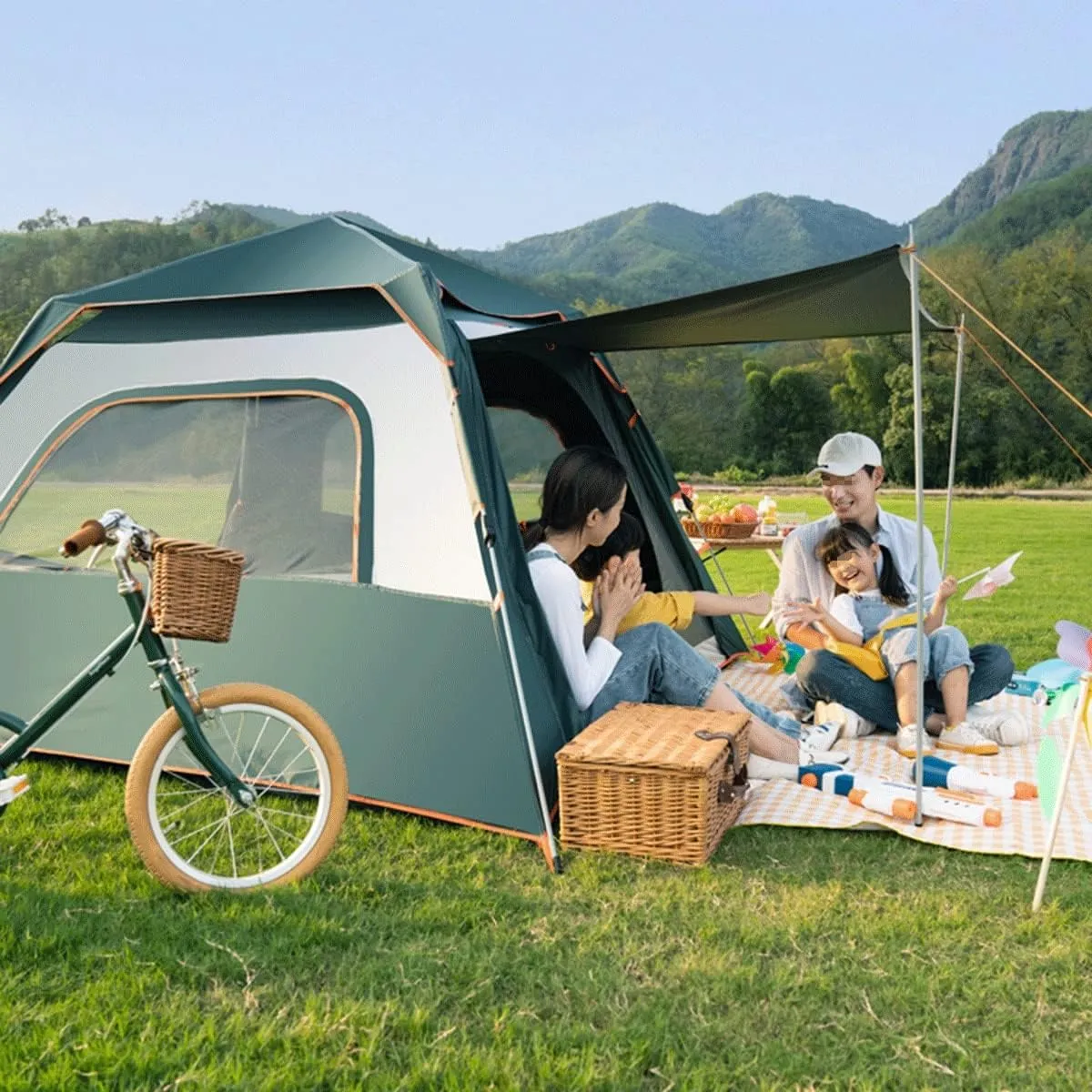 Beach Tent Sun Shade Instant Easy Set up Tent with UPF 50  UV Protection Included Carry Bag Stakes Guy Lines (Color : Green, Size : 210cm)