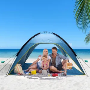 Beach Tent Sun Shelter for 4-6 Person with UPF 50  UV Protection, Easy Setup Beach Shade Canopy with 3 Door Openings, Water Resistant Shade Tent for Outdoor Camping, Hiking, Fishing