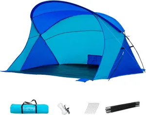 Beach Tent, Waterproof Beach Canopy, Fishing Tent with Windproof Sandbag, Support Pole, Rope and Floor Nail, Sun Shelter with Storage Bag for Outdoor CampingBeach