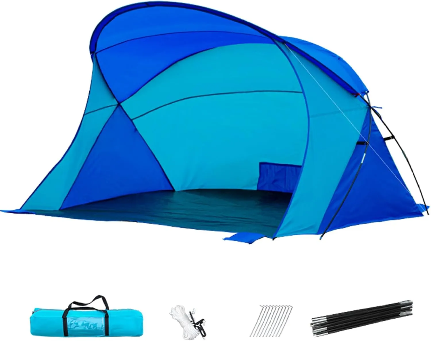 Beach Tent, Waterproof Beach Canopy, Fishing Tent with Windproof Sandbag, Support Pole, Rope and Floor Nail, Sun Shelter with Storage Bag for Outdoor CampingBeach