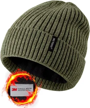 Beanie Hats for Men 30% Merino Wool Knit Hat, Winter Hats for Women Thick Warm Lined, Beanie for Women Cold Weather Skull Cap