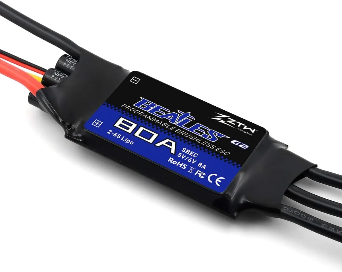 Beatles G2 80A ESC with Connectors SBEC Output 8A/5,6V for RC Fixed Wing Airplane 2-6S or DIY Project Need Electronic Speed Controller