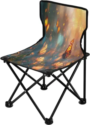 Beautiful Butterfly Portable Outdoor Folding Chair Anti-Slip Padded Oxford Cloth Stool Camping Chair Small for Beach Hiking Fishing Gardening Quad Camp Chair