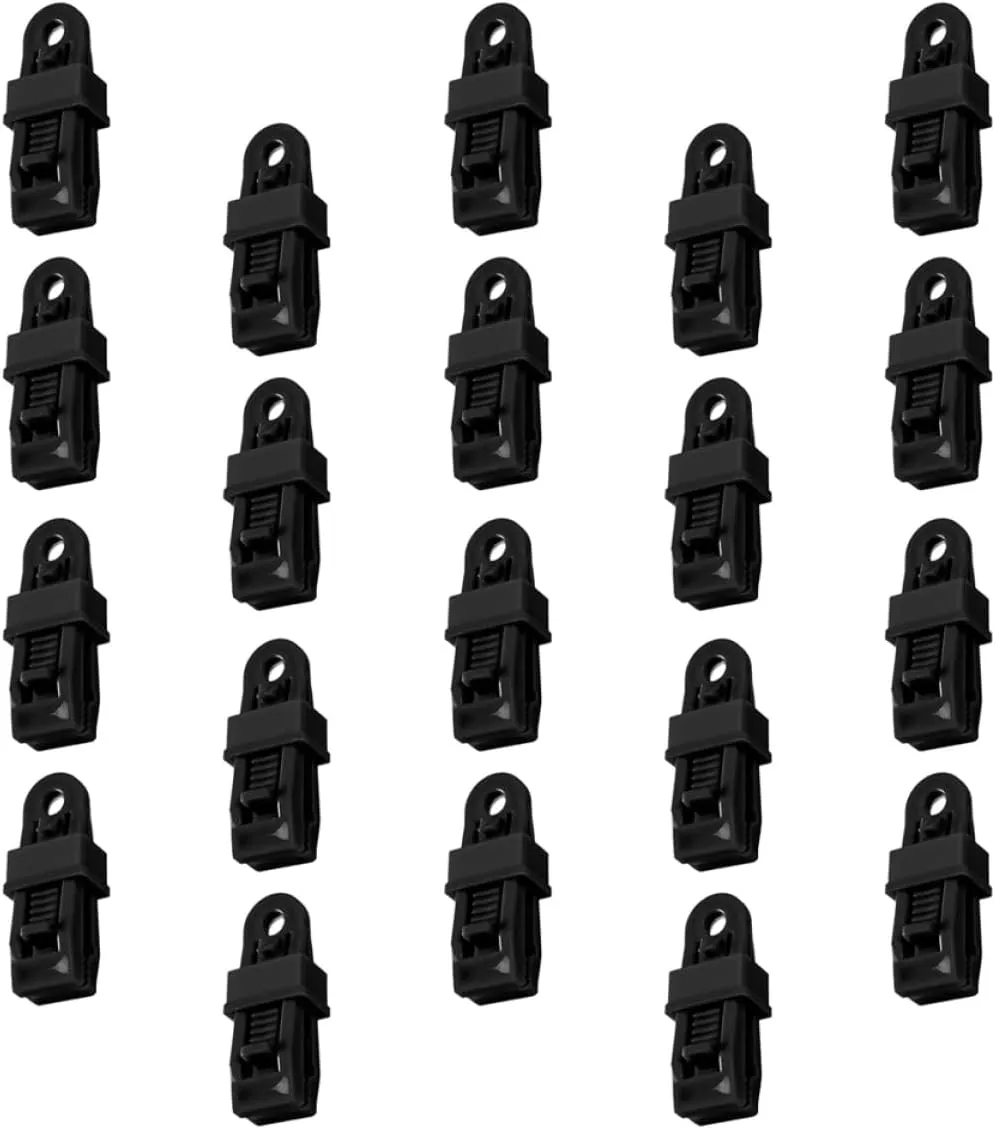 BESPORTBLE 20pcs Tarp Clips Heavy Duty Camping Tent Clamps for Awnings Tarps and Boat Easy Install Fixing Clips Sliding Lock Design Lightweight and Portable