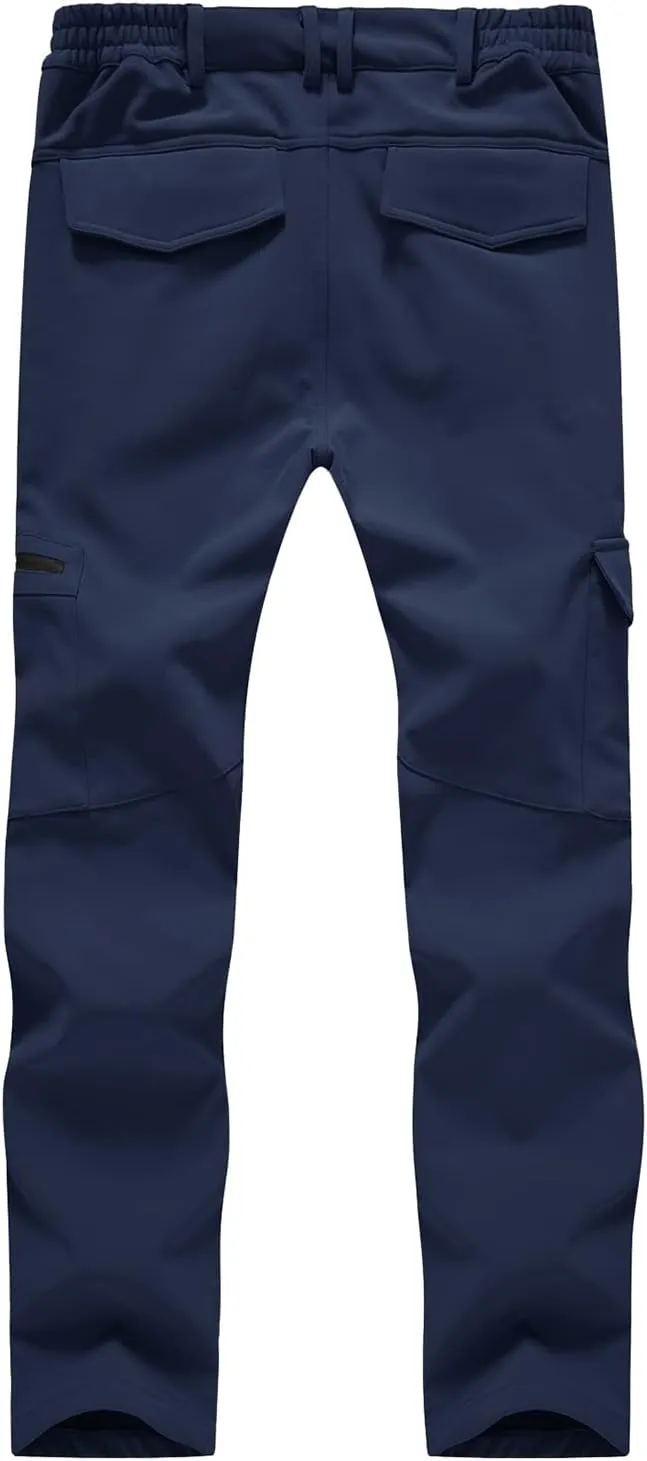 BGOWATU Women's Winter Hiking Pants Fleece Lined Waterproof Windproof Snow Insulated Pants with 6 Pockets