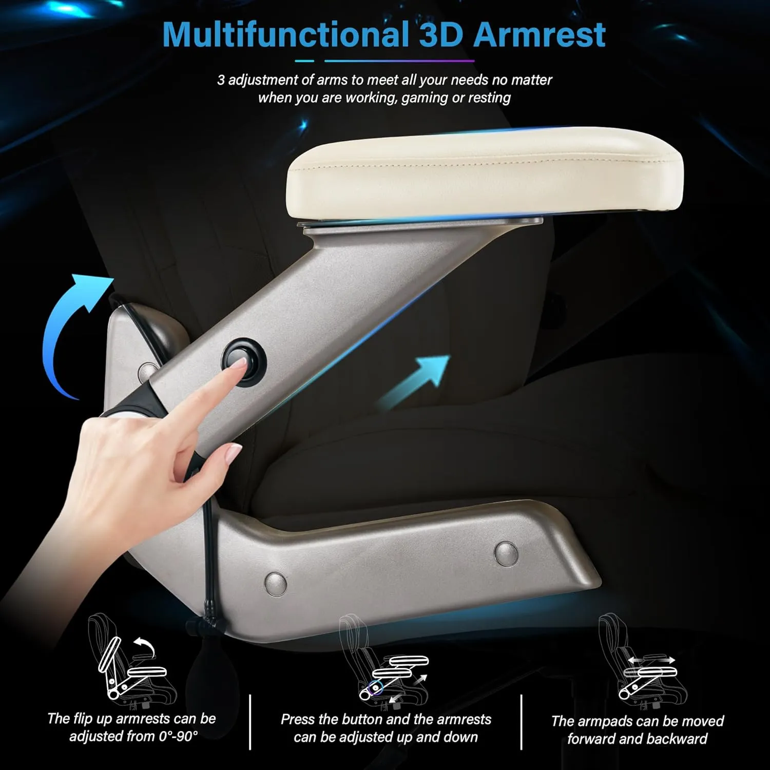 Big and Tall 500lbs Office Chair - Adjustable Lumbar Support 3D Flip Arms Heavy Duty Metal Base&Wheels, High Back Large Executive Computer Desk Chair, Thick Padded Ergonomic Design for Back Pain
