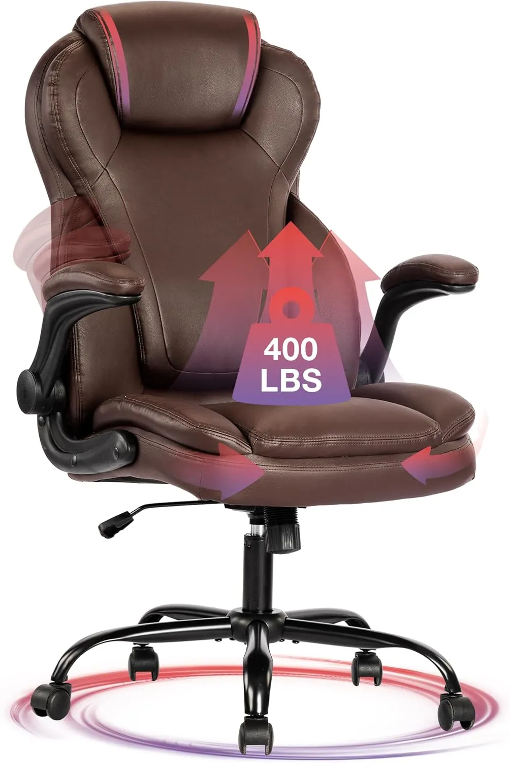 Big and Tall Fabric Office Chair 400lbs-Heavy Duty Executive Desk Chair with Extra Wide Seat, High Back Ergonomic Leather Computer Chair with Tilt Rock&Tension, Padded Armrests-Black