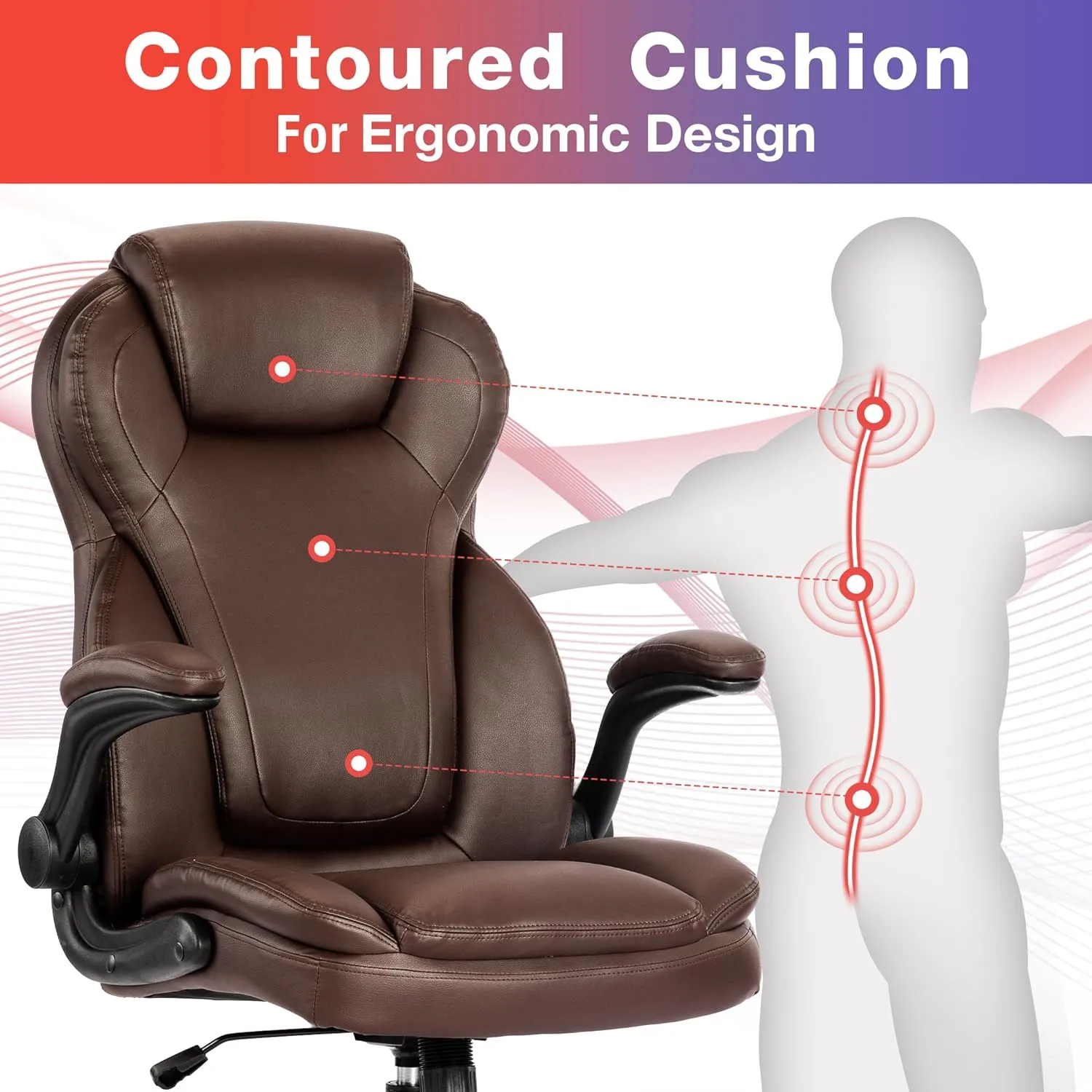 Big and Tall Fabric Office Chair 400lbs-Heavy Duty Executive Desk Chair with Extra Wide Seat, High Back Ergonomic Leather Computer Chair with Tilt Rock&Tension, Padded Armrests-Black