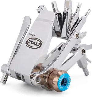 Bike Tool Mini 16 in 1 Multi-Tool - Chain Tool/Torx/Hex/Screwdriver Bicycle Multitool Kit - Cycling Mechanic Repair Tools with CO2 Inflator For Road and Mountain Bikes