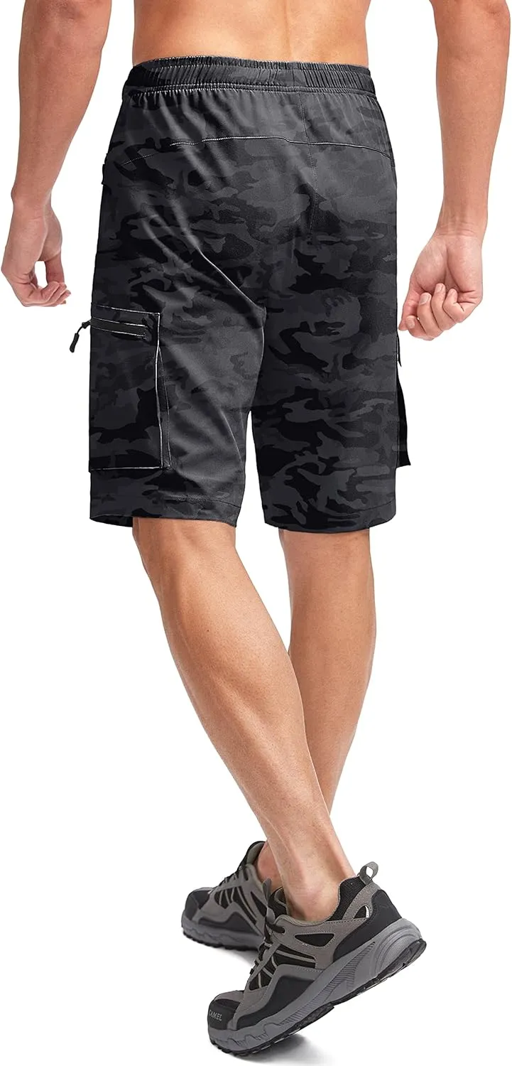 Bikewa Men's Mountain Bike Shorts 3D Padded Loose-fit Biking Riding Cycling Bicycle Biker Shorts Zipper Pockets