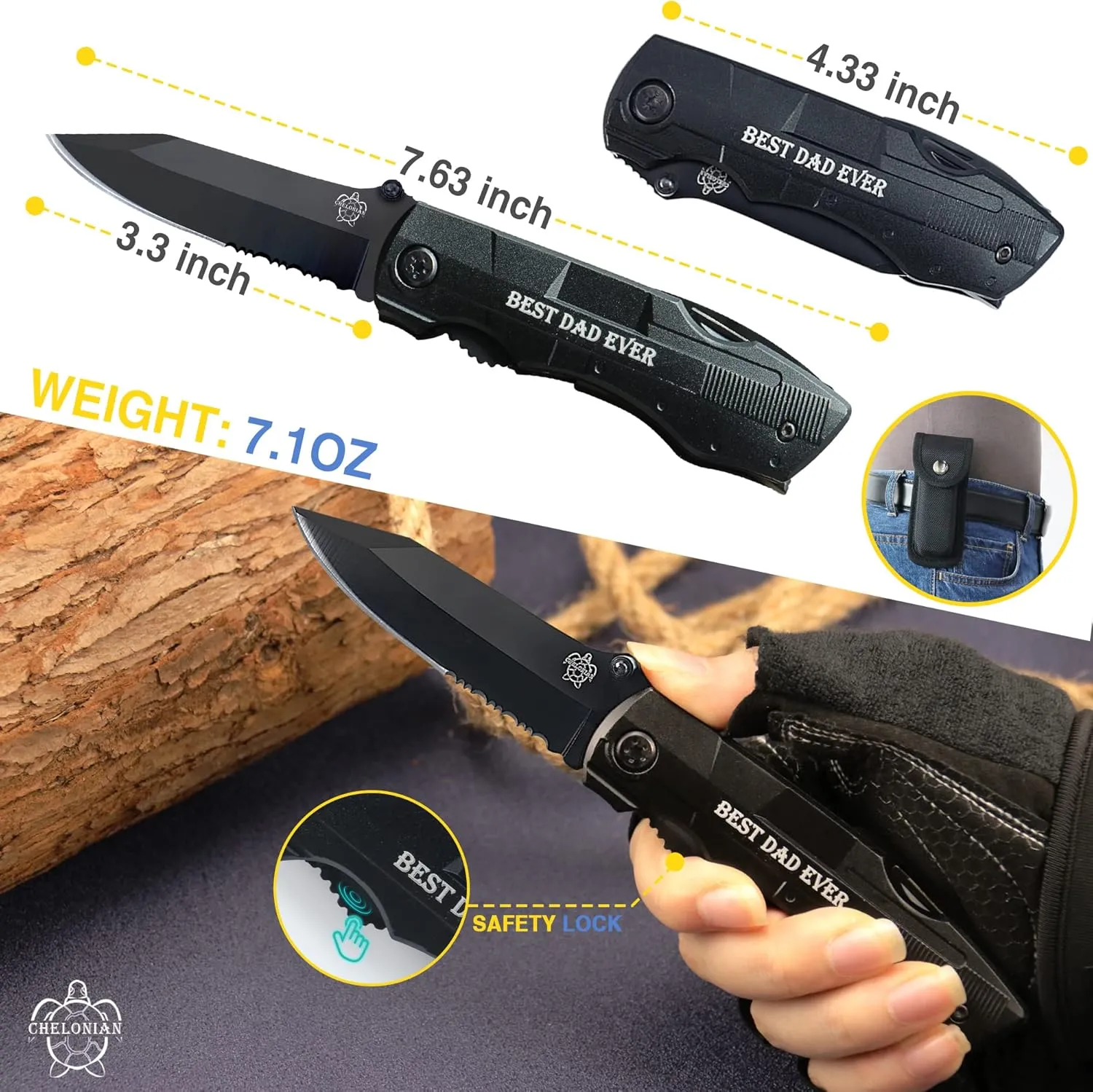 Birthday Gifts for Dad,6 in 1 Multitool Pocket Knives with Screwdrivers Pliers Bottle Opener Durable Sheath,Utility Tools for Camping Work Adventuring Daily Use
