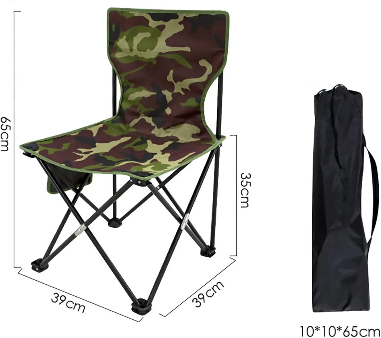 BK&MF Folding Camping Chair,Comfortable Reclining Folding Chair with Storage Pocket Adjustable Lawn Chair Stable Compact for Storage and Travel,A,65x39x39cm(26x15x15inch)