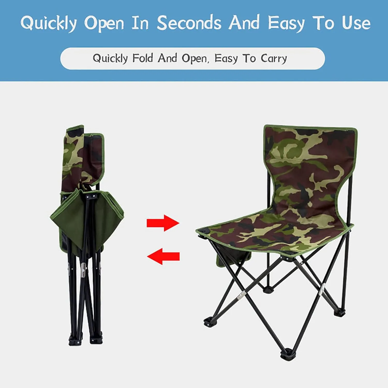 BK&MF Folding Camping Chair,Comfortable Reclining Folding Chair with Storage Pocket Adjustable Lawn Chair Stable Compact for Storage and Travel,A,65x39x39cm(26x15x15inch)