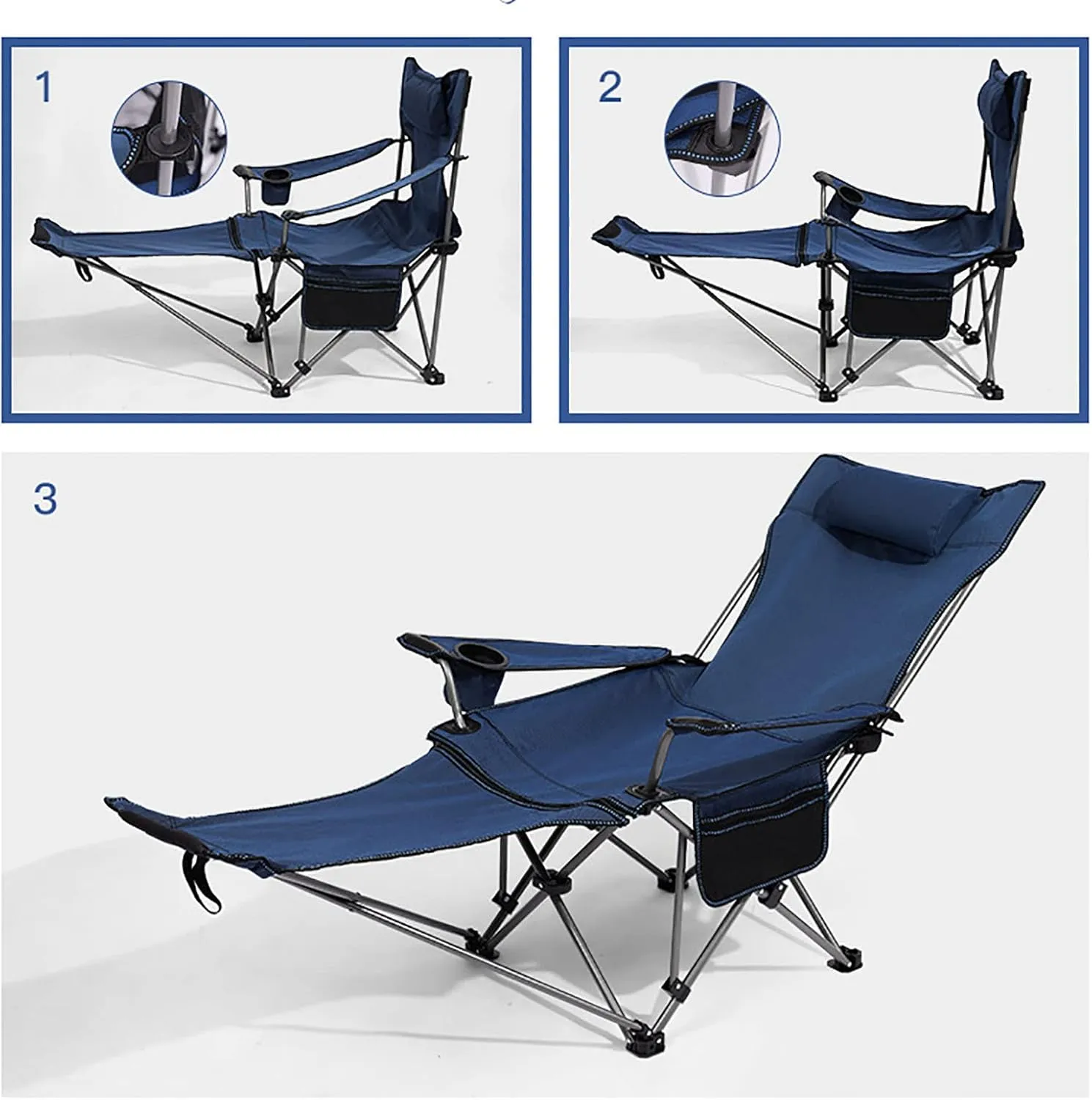 BK&MF Folding Reclining Folding Chair,Portable Outdoor Camping Chair Removable Stable Portable Compact for Storage and Travel,B
