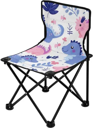 Blue Dinosaurs Portable Outdoor Folding Chair Anti-Slip Padded Oxford Cloth Stool Camping Chair Small for Beach Hiking Fishing Gardening Quad Camp Chair
