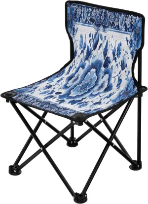Blue Mandala Flower Portable Outdoor Folding Chair Anti-Slip Padded Oxford Cloth Stool Camping Chair Small for Beach Hiking Fishing Gardening Quad Camp Chair