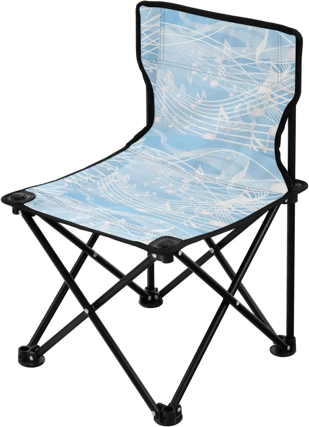 Blue Music Symbol 90s Collapsible Ultralight Camp Chair Lightweight Folding Backpack Chair with Carrying Bag Ice Fishing Chair with Back for Outdoor Outdoor