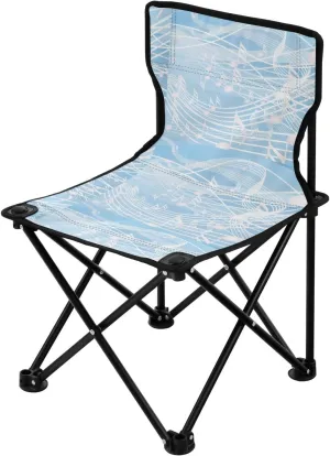 Blue Music Symbol 90s Collapsible Ultralight Camp Chair Lightweight Folding Backpack Chair with Carrying Bag Ice Fishing Chair with Back for Outdoor Outdoor