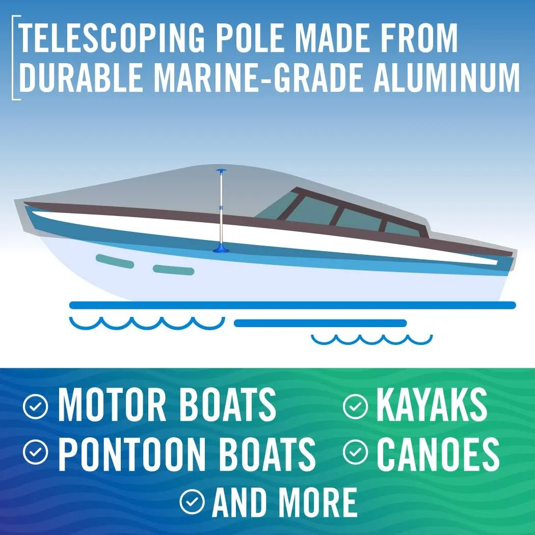 Boat Cover Support Pole, Adjustable Support System for Jon Boats, Pontoons, Aluminum Tarps, Bimini Tops, Marine Grade, 1 Pack