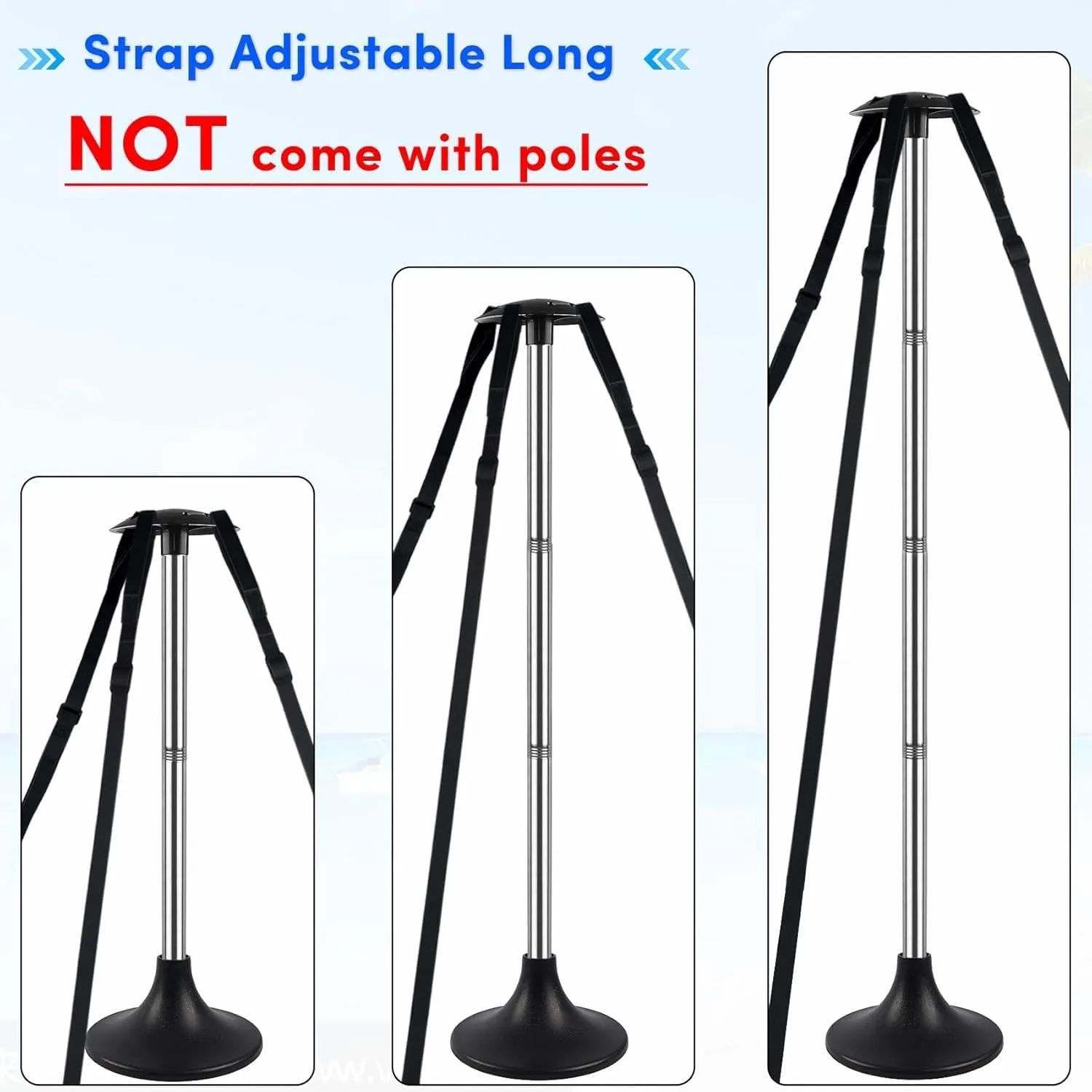 Boat Cover Support Poles Straps Adjustable, 1inch W x 11.5ft L Boat Pole Straps with Stainless Steel Hook (6 Pack Black)