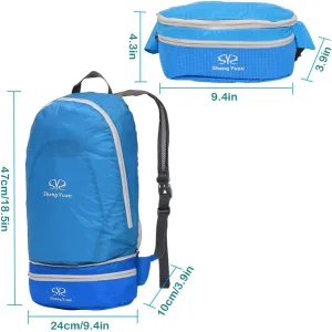 BOSON Ultra-Light Portable Outdoor Backpack, Waist Bag Fanny Pack, Easy Foldable Daypack for Hiking Cycling Travel