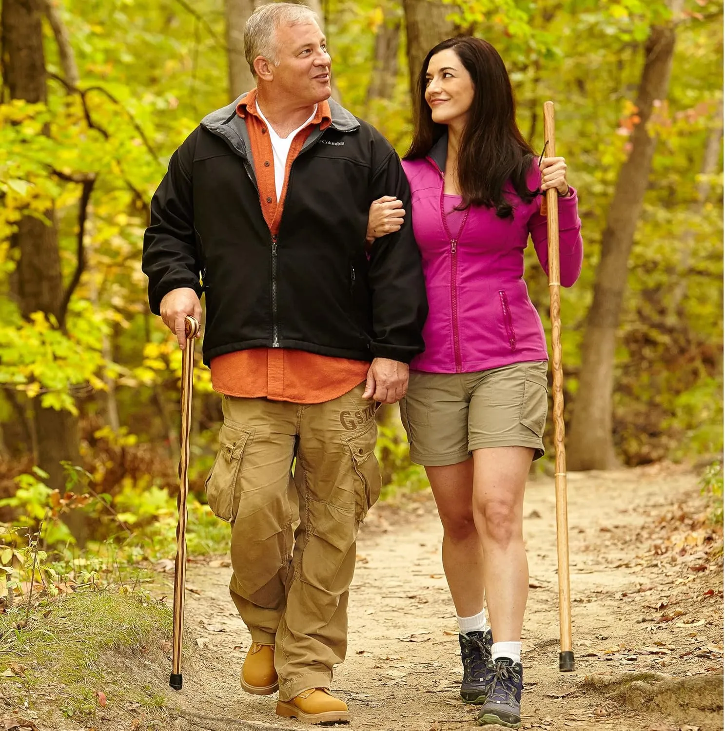 Brazos Handcrafted Wood Walking Stick, Twisted Oak, Traveler Style, for Men & Women, Made in The USA, 55"