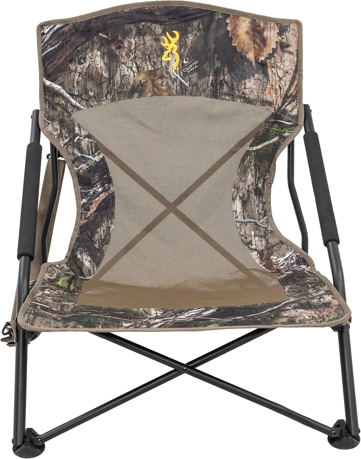 Browning Strutter Camo Turkey Hunting Chair with Foldable Low Profile Compact Design, Durable Steel Frame, and Padded Shoulder Carry Strap and Carry Bag