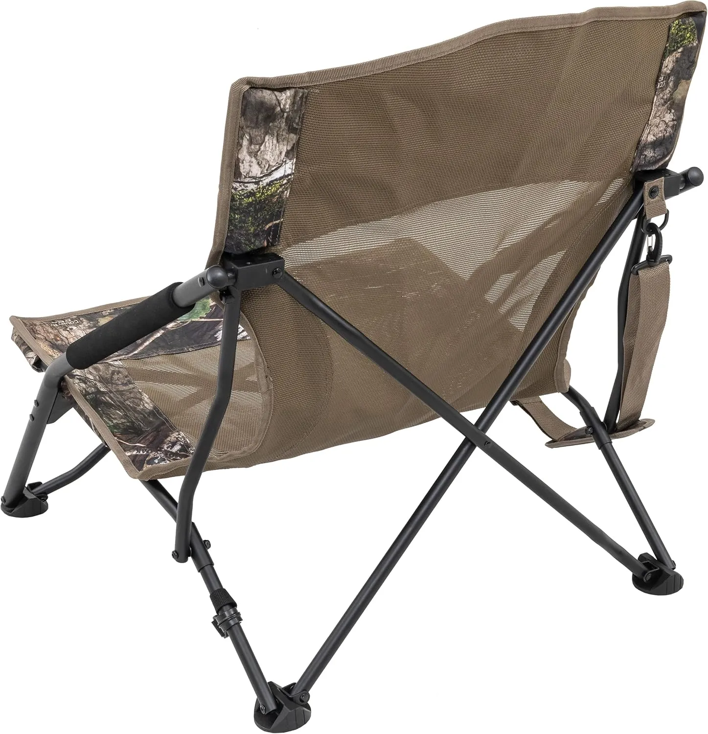Browning Strutter Camo Turkey Hunting Chair with Foldable Low Profile Compact Design, Durable Steel Frame, and Padded Shoulder Carry Strap and Carry Bag