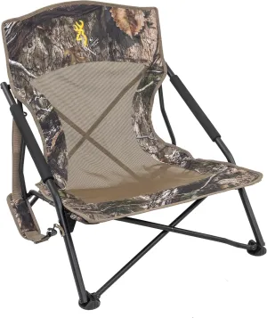 Browning Strutter Camo Turkey Hunting Chair with Foldable Low Profile Compact Design, Durable Steel Frame, and Padded Shoulder Carry Strap and Carry Bag