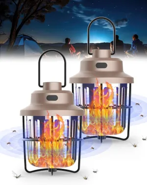 Bug Zapper Outdoor Camping Lamp with Mosquito Zapper Versatile Portable & Rechargeable Flying Insect Killer Lantern IPX4 Waterproof Indoor and Outdoor Mosquito Zapper for RVs, Camping, Home, Patio 2PC
