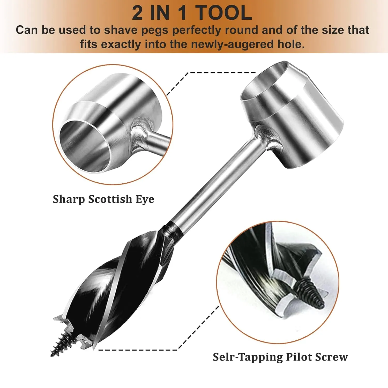 Bushcraft Gear for Survival Settlers Bushscraft Hand Auger Wrench with Flint Scotch Eye Wood Drill Peg and Manual Hole Maker Multitool with leather Case Camping Bushcrafting and Outdoor Backpacking