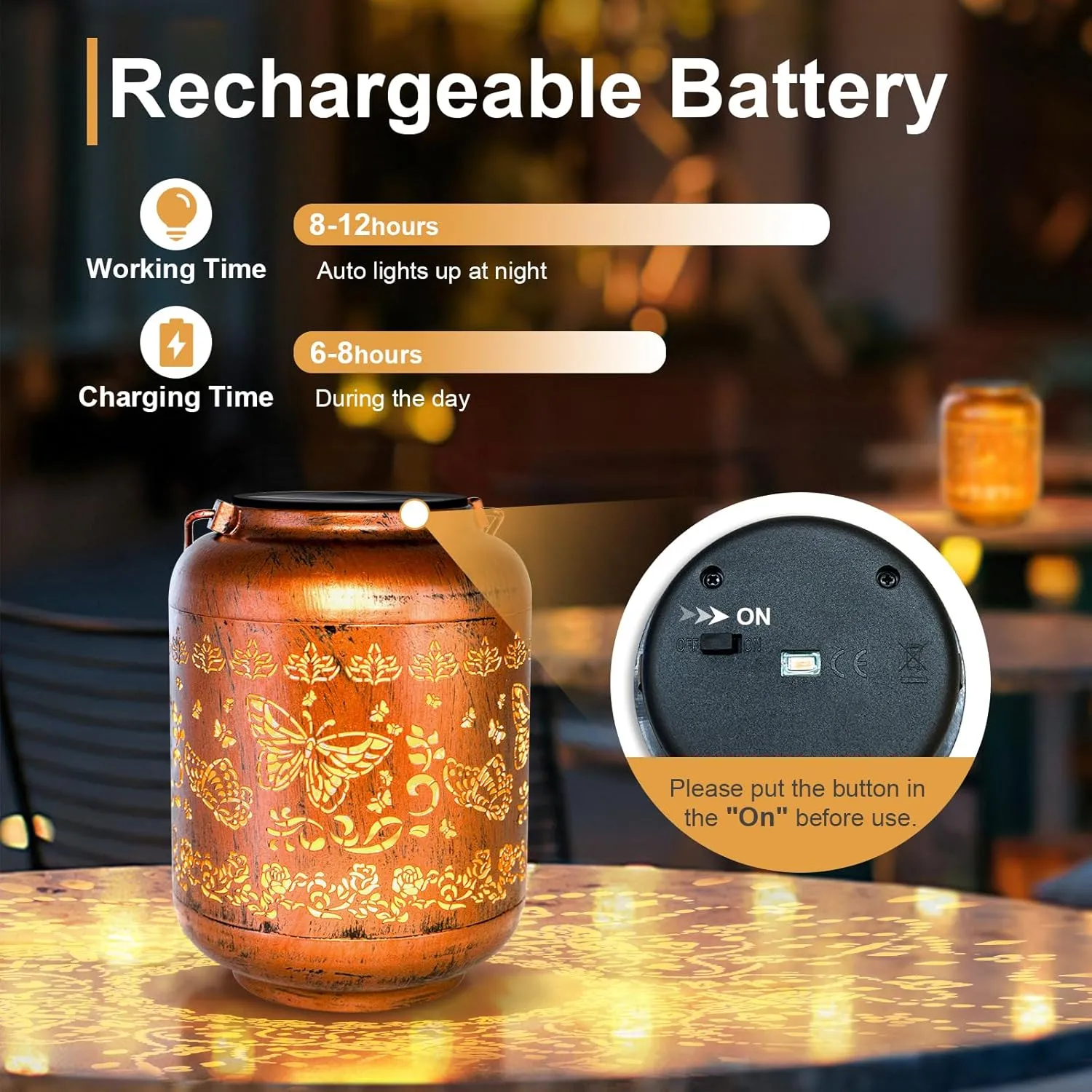 Butterfly Birthday Retirement Anniversary Gifts for for Women Mom Grandma, Solar Lanterns Lights Outdoor Hanging Waterproof Garden Decor Decoration Outside for Yard, Patio,Pathway Landscape