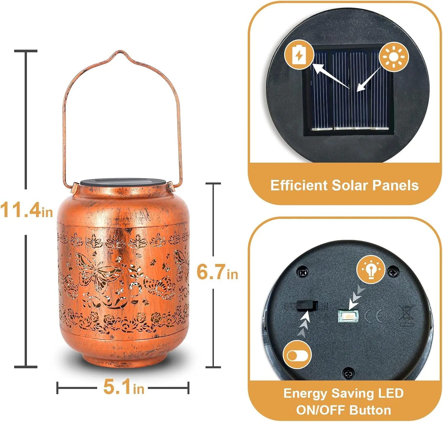 Butterfly Birthday Retirement Anniversary Gifts for for Women Mom Grandma, Solar Lanterns Lights Outdoor Hanging Waterproof Garden Decor Decoration Outside for Yard, Patio,Pathway Landscape