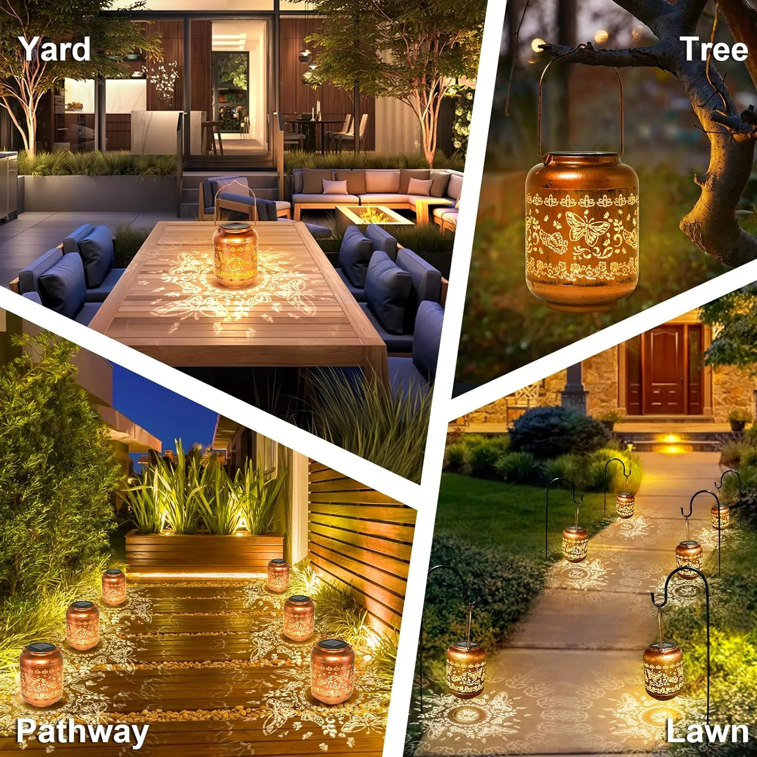 Butterfly Birthday Retirement Anniversary Gifts for for Women Mom Grandma, Solar Lanterns Lights Outdoor Hanging Waterproof Garden Decor Decoration Outside for Yard, Patio,Pathway Landscape
