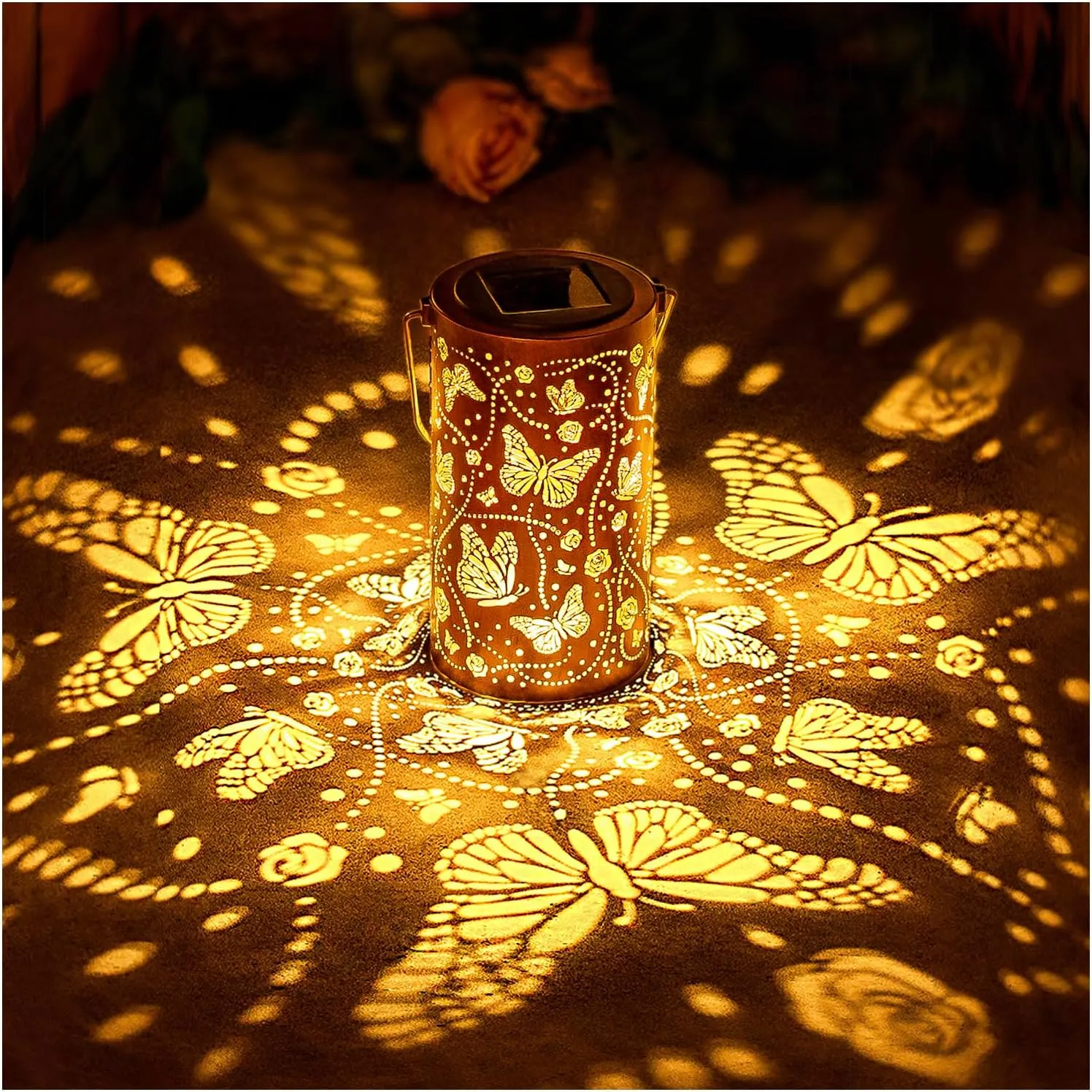 Butterfly Solar Lanterns Outdoor Waterproof Hanging Solar Lights Butterfly Gifts for Women Men Metal Decorative LED Lanterns for Garden Decor,Yard,Patio,Lawn,Tabletop,Pathway,Landscape